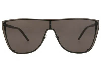 Pre-owned Saint Laurent Women's  Shieldframe Metal Sunglasses 00344) In Black (sl1bmask/30009950/001