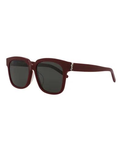 Pre-owned Saint Laurent Women's  Square Rectangle Sunglasses In Burgundy Grey (slm40f/30006259/007)