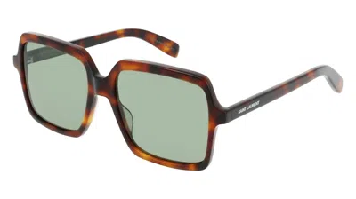 Pre-owned Saint Laurent Women's  Square Sunglasses/30001575002) In Havana/green (sl174