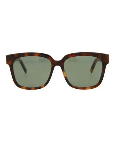 Pre-owned Saint Laurent Women's  Squareframe Acetate Sunglasses In Havana Havana Green (slm40f/30006259/005)