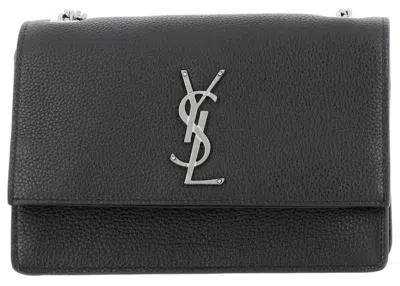 Pre-owned Saint Laurent Women's  Sunset Chain Shoulder Bag In Black