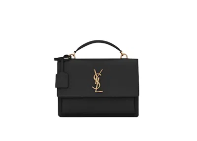 Pre-owned Saint Laurent Women's  Sunset Top Handle In Smooth Leather In Black