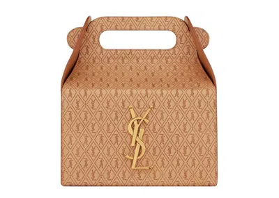 Pre-owned Saint Laurent Women's  Takeaway Box In Vegetabletanned Leather In Dusty Vintage Brown Gold