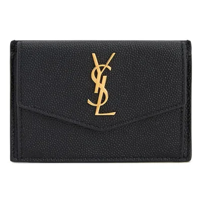 Pre-owned Saint Laurent Women's  Uptown Card Holder In Black