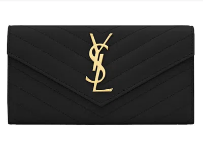 Pre-owned Saint Laurent Women's  Wallet Monogram In Black