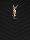 Saint Laurent Women  Woman's Black Chevron Leather Monogram Handbag With Logo