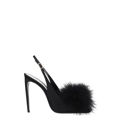 Saint Laurent Women's Satin Black Sandals