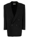 Saint Laurent Women Black Grain De Poudre Wool Tuxedo Jacket