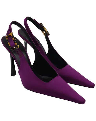 Saint Laurent Women's Satin Climax Slingback Pump, Never Worn (authentic Pre-  Loved) In Purple