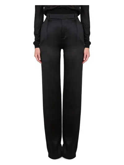 SAINT LAURENT WOMEN'S SATIN FLARED PANTS