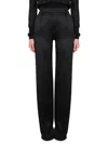 Saint Laurent Black Satin Loose Trousers In Black