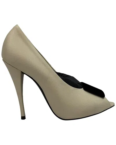 Saint Laurent Women's Satin Franky Peep-toe Pump (authentic Pre-loved) In Multi