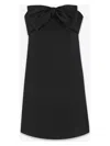 Saint Laurent Black Bowl-detail Strapless Minidress In Viscose Woman