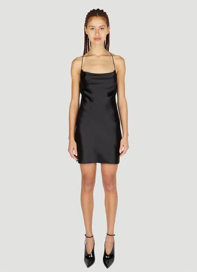 Saint Laurent Silk-satin Mini Slip Dress In Black