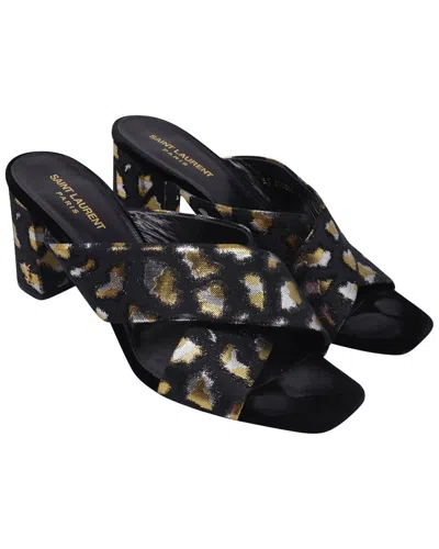 Pre-owned Saint Laurent Women's Satin Patterned Heeled Mule (authentic Pre-loved)