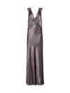 Saint Laurent Women Satin Silk Gown In Gray