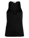 Saint Laurent Black Deep Neckline Jersey Top In Black
