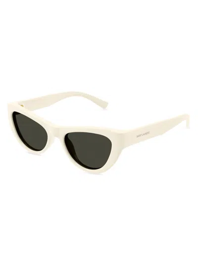 Saint Laurent Women's Script 53mm Cat-eye Sunglasses In White