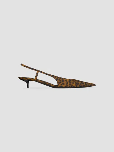 Saint Laurent Women's Secret Slingback Pumps In Leopard Grosgrain