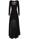 Shop Saint Laurent Women's Semi-sheer Construction Asymmetric Design Scoop Neck Dress In Black