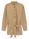 Saint Laurent Paris Women Cotton Serge Half-buttoned Belted Tunic