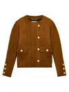 Saint Laurent Suede Jacket In Brown