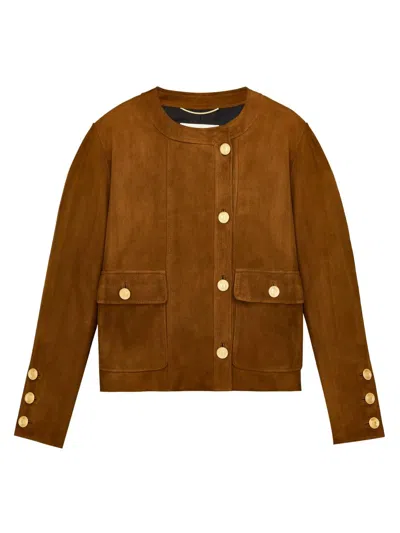 Saint Laurent Suede Jacket In Multi