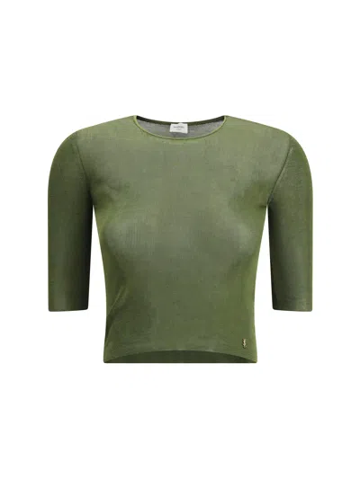 Saint Laurent Women Short-sleeved Top In Green