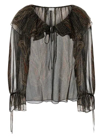 SAINT LAURENT WOMEN'S SILK BLEND BLOUSE TOP
