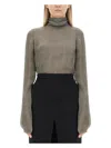 Saint Laurent Women's Silk Charmeuse Turtleneck Blouse Sweater In Black