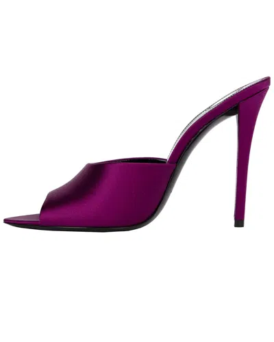 Pre-owned Saint Laurent Women's Silk Goldie Mule, Size 38.5, Never Worn (authentic Pre-loved) In Purple