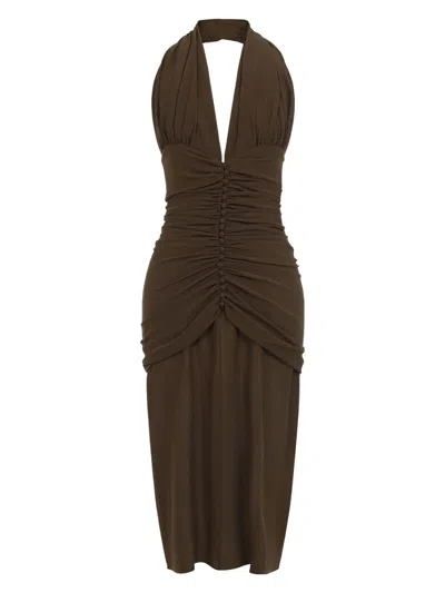 SAINT LAURENT WOMEN'S SILK MIDI DRESS