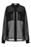 Saint Laurent Silk Crepe Muslin Shirt In Black