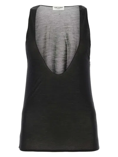SAINT LAURENT WOMEN'S SILK TANK-TOP TOP