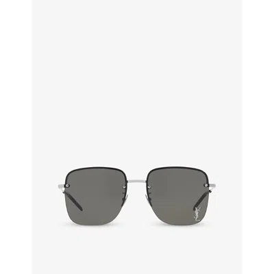 Saint Laurent Womens Silver Sl312 M Square-frame Metal Sunglasses