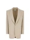 Saint Laurent Beige Single-breasted Jacket In Wool Women