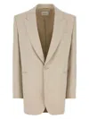 Saint Laurent Beige Single-breasted Jacket In Wool Women In Beige