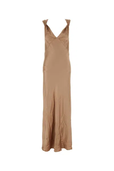 Saint Laurent Women Skin Pink Silk Long Dress