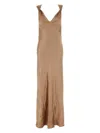 Saint Laurent Abito Lungo In Seta Rosa Carne Donna