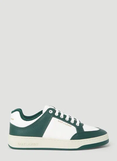 Saint Laurent Sl/61 Leather And Suede Trainers In Green