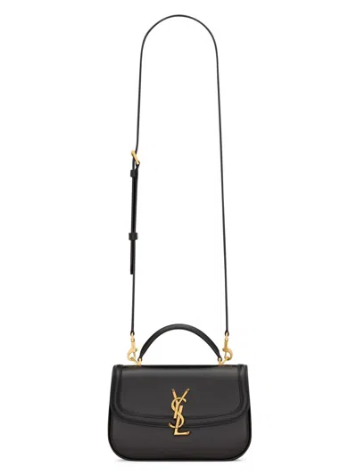Saint Laurent Women's Solferino Mini Leather Top Handle Bag In Black