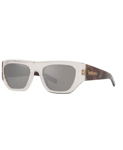 Saint Laurent Logo Sunglasses In Beige