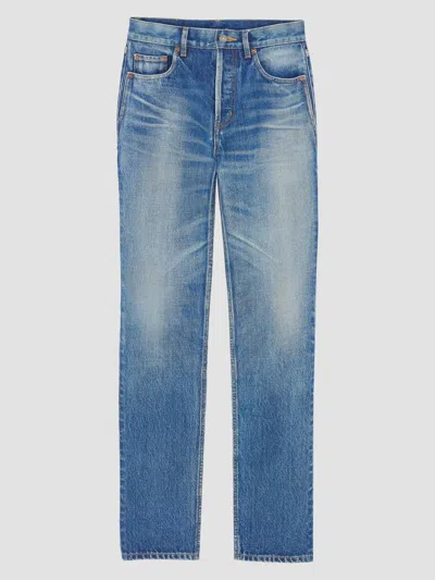 Saint Laurent Women's Straight High Rise Jeans In Blue