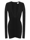 Saint Laurent Ruched V-neck Minidress
