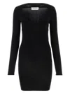 Saint Laurent Plunging Round Neck Long-sleeved Dress