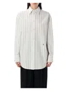 Saint Laurent Striped Cotton Shirt Curved Hem
