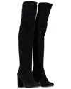Saint Laurent Women's Suede Block Heel Knee-high Boot (authentic Pre-loved) In Black