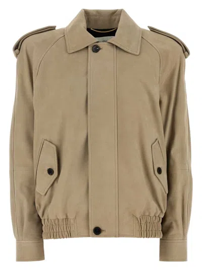 SAINT LAURENT WOMEN'S SUEDE CALF LEATHER JACKET