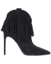 Saint Laurent Women's Suede Fringe Bootie (authentic Pre-loved) In Black