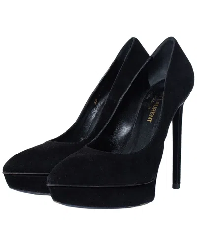 Pre-owned Saint Laurent Women's Suede Janis Pump (authentic Pre-loved) In Black